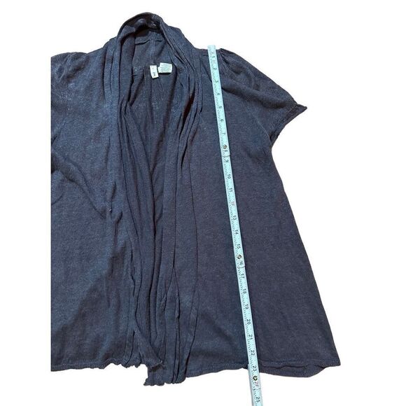 Anthropologie MOTH open front short linen blend brown cardigan small - Picture 3 of 5